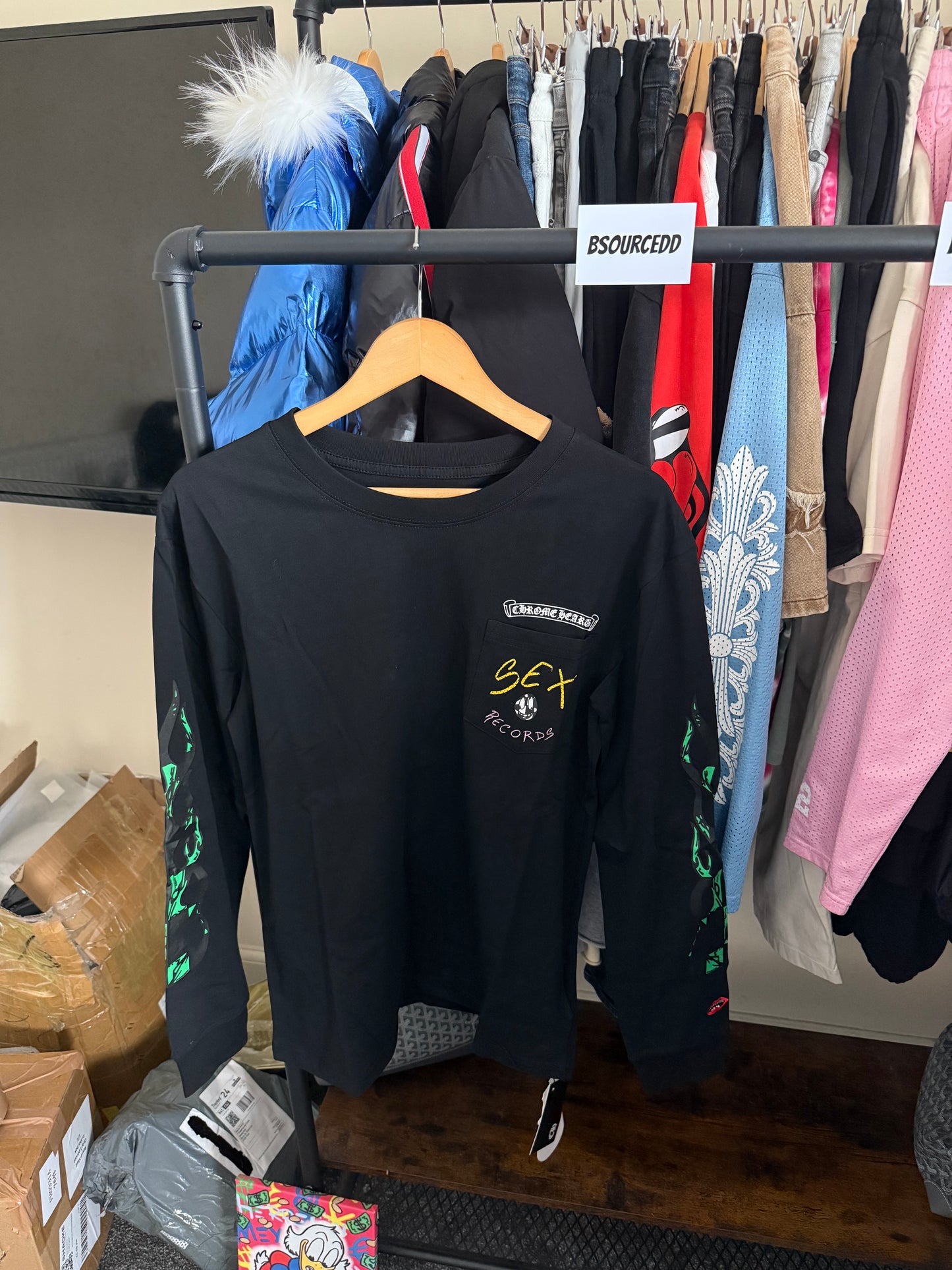 CHROME HEARTS MATTY BOY SEX RECORDS FLAME LONG-SLEEVE