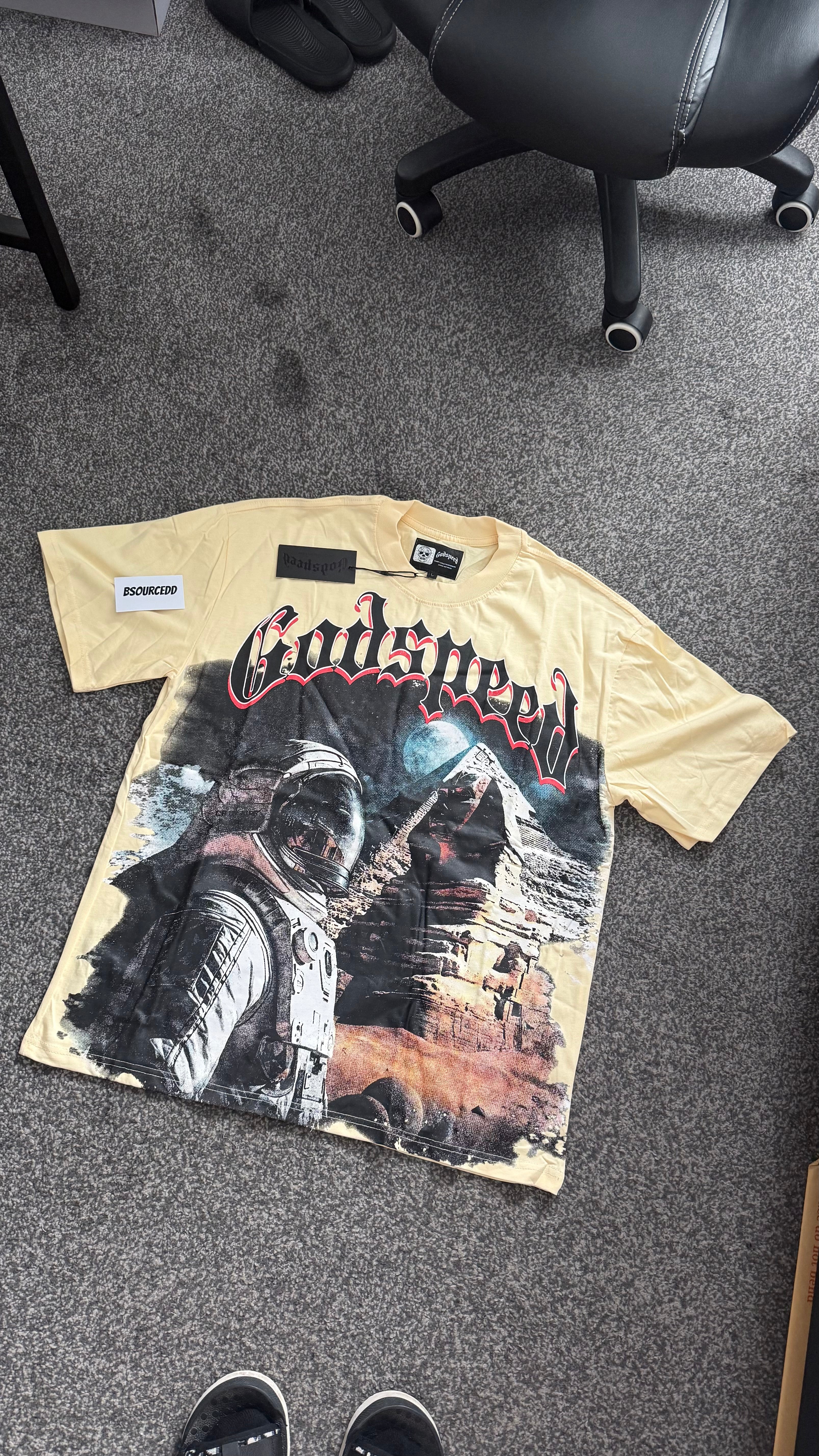 GODSPEED ASTRONAUT PYRAMID PRINTING TEE WASHED