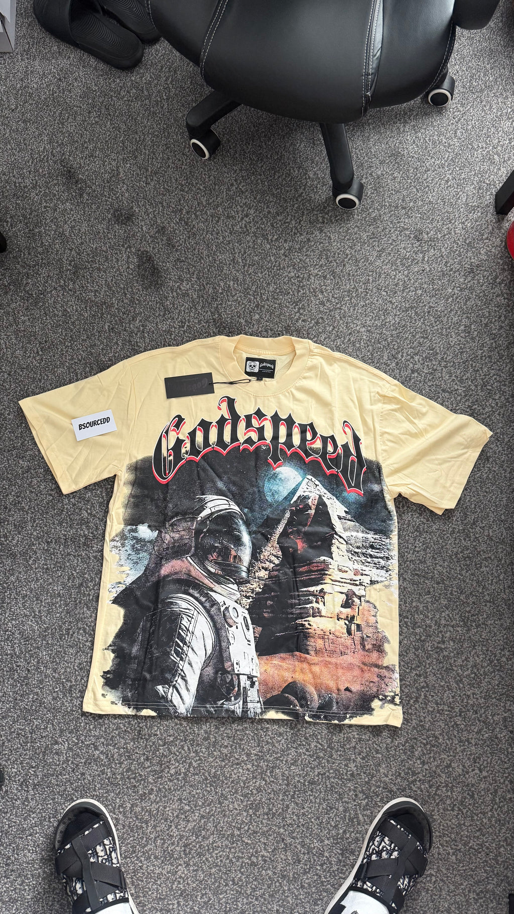 GODSPEED ASTRONAUT PYRAMID PRINTING TEE WASHED