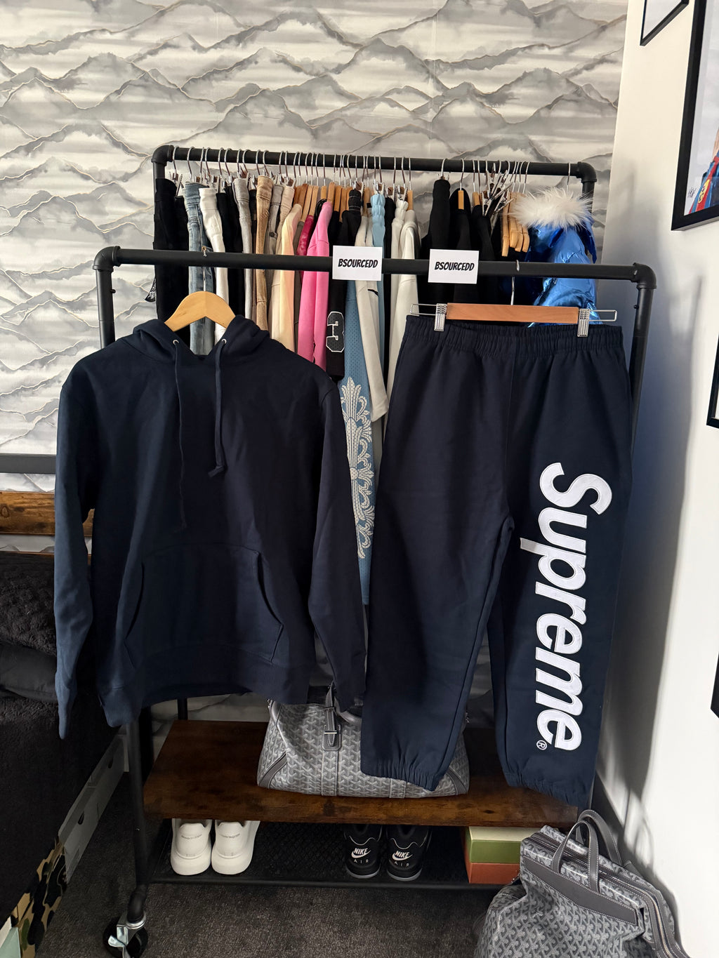 SUPREME SATIN APPLIQUÉ TRACKSUIT NAVY