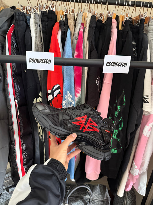BALENCIAGA GRAFFITI BLACK AND RED MESH AND NYLON