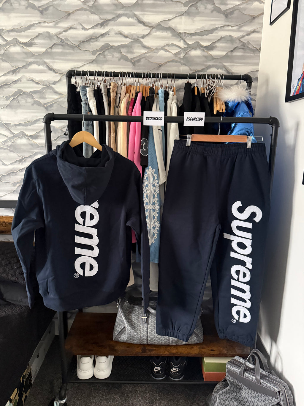 SUPREME SATIN APPLIQUÉ TRACKSUIT NAVY