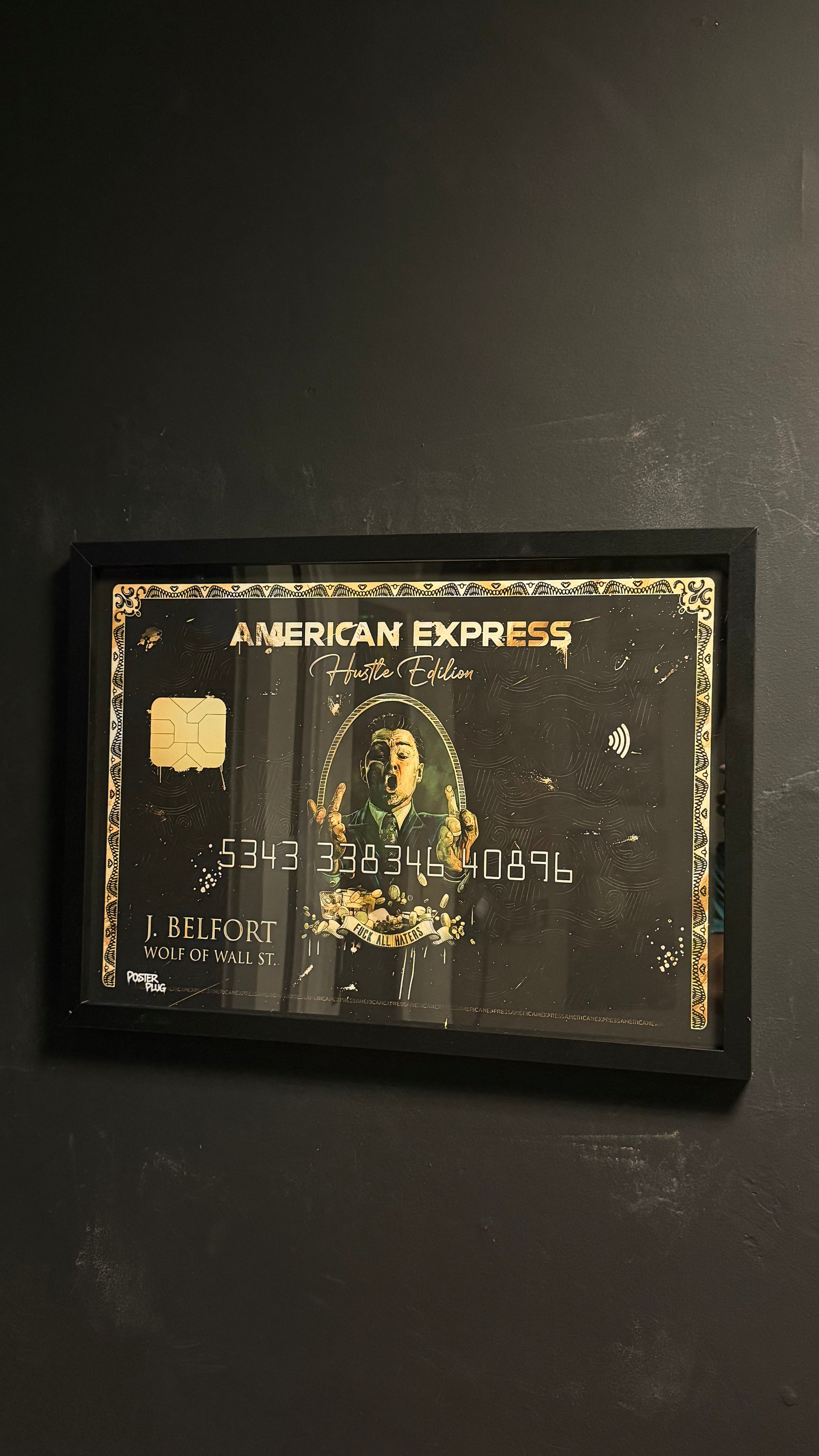 WOLF OF WALL STREET AMERICAN EXPRESS A2 GLASSED FRAME