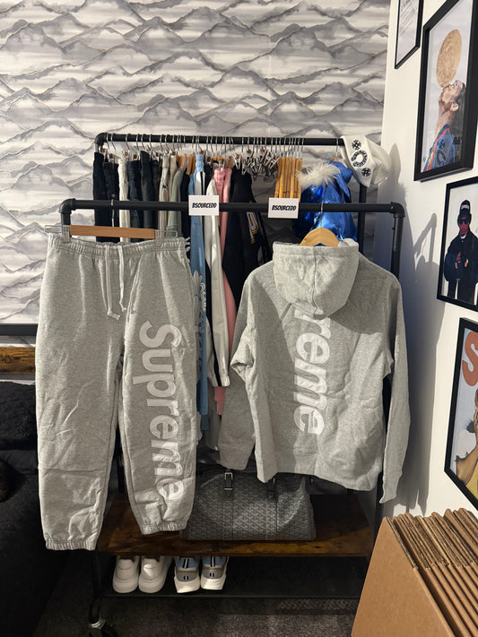 SUPREME SATIN APPLIQUÉ TRACKSUIT GREY
