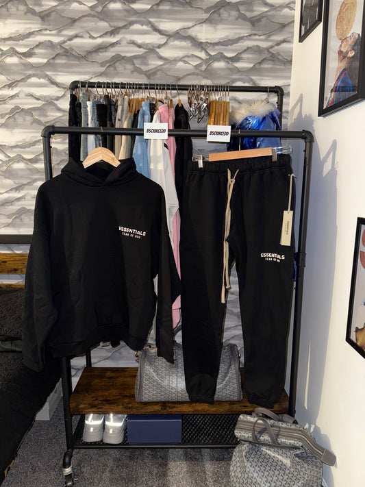FEAR OF GOD ESSENTIALS BLACK TRACKSUIT (FW24)