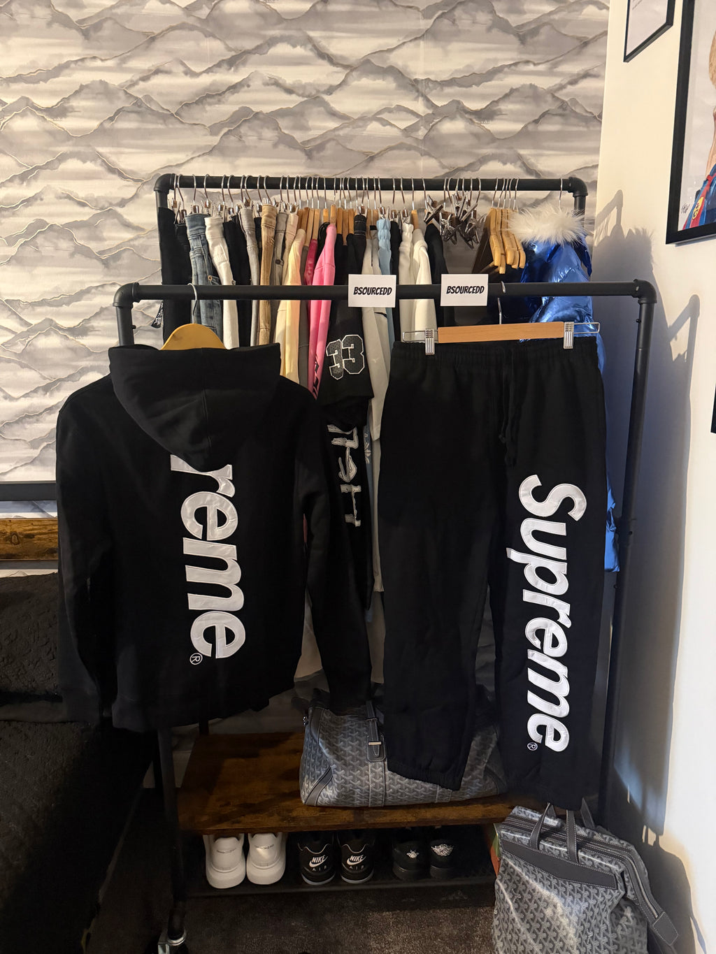 SUPREME SATIN APPLIQUÉ TRACKSUIT BLACK