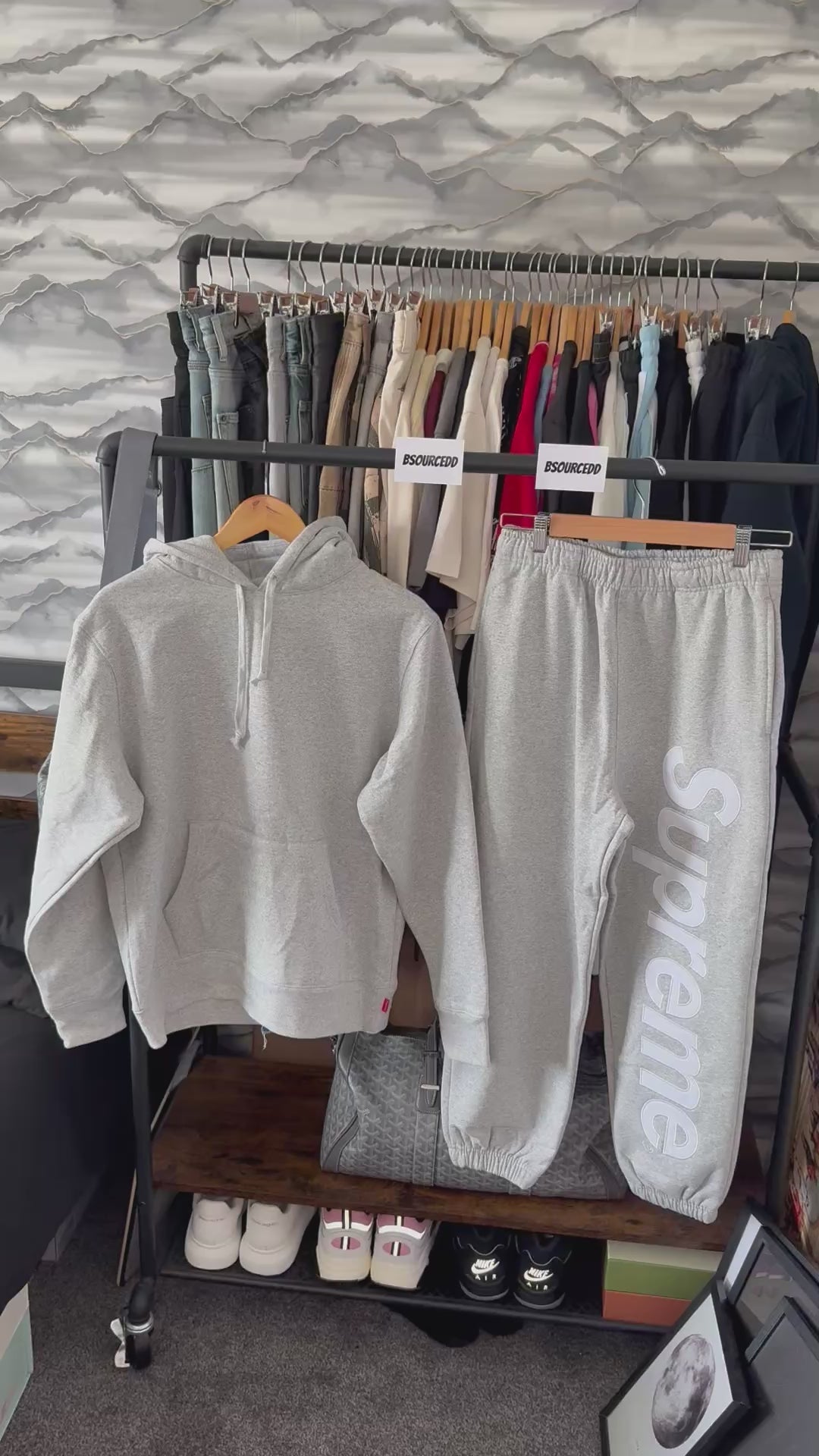 SUPREME SATIN APPLIQUÉ TRACKSUIT GREY